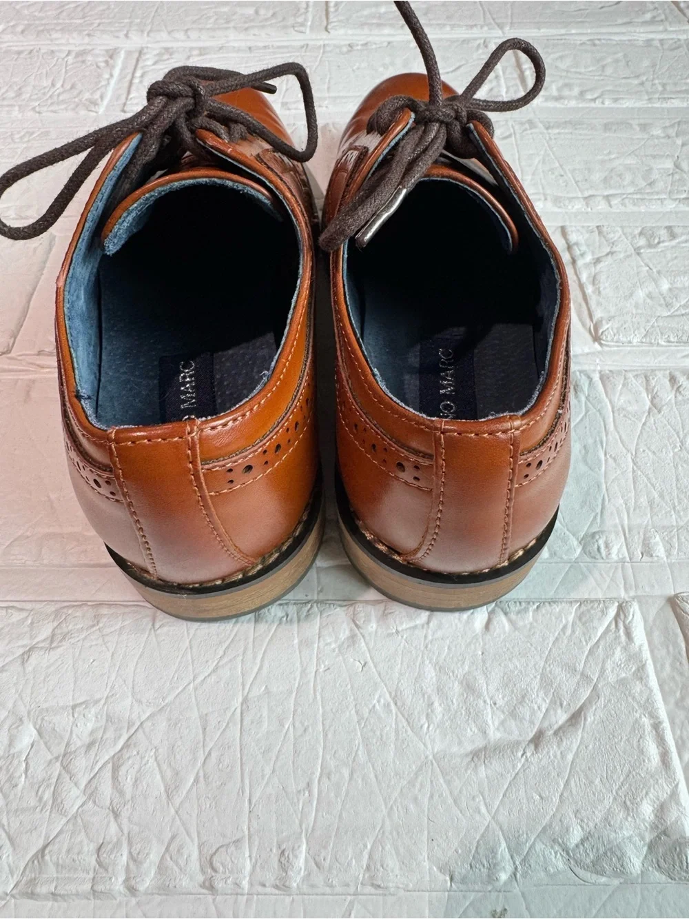 Bruno Marc Boys' Brown Dress with Brogue Detailing Size 13